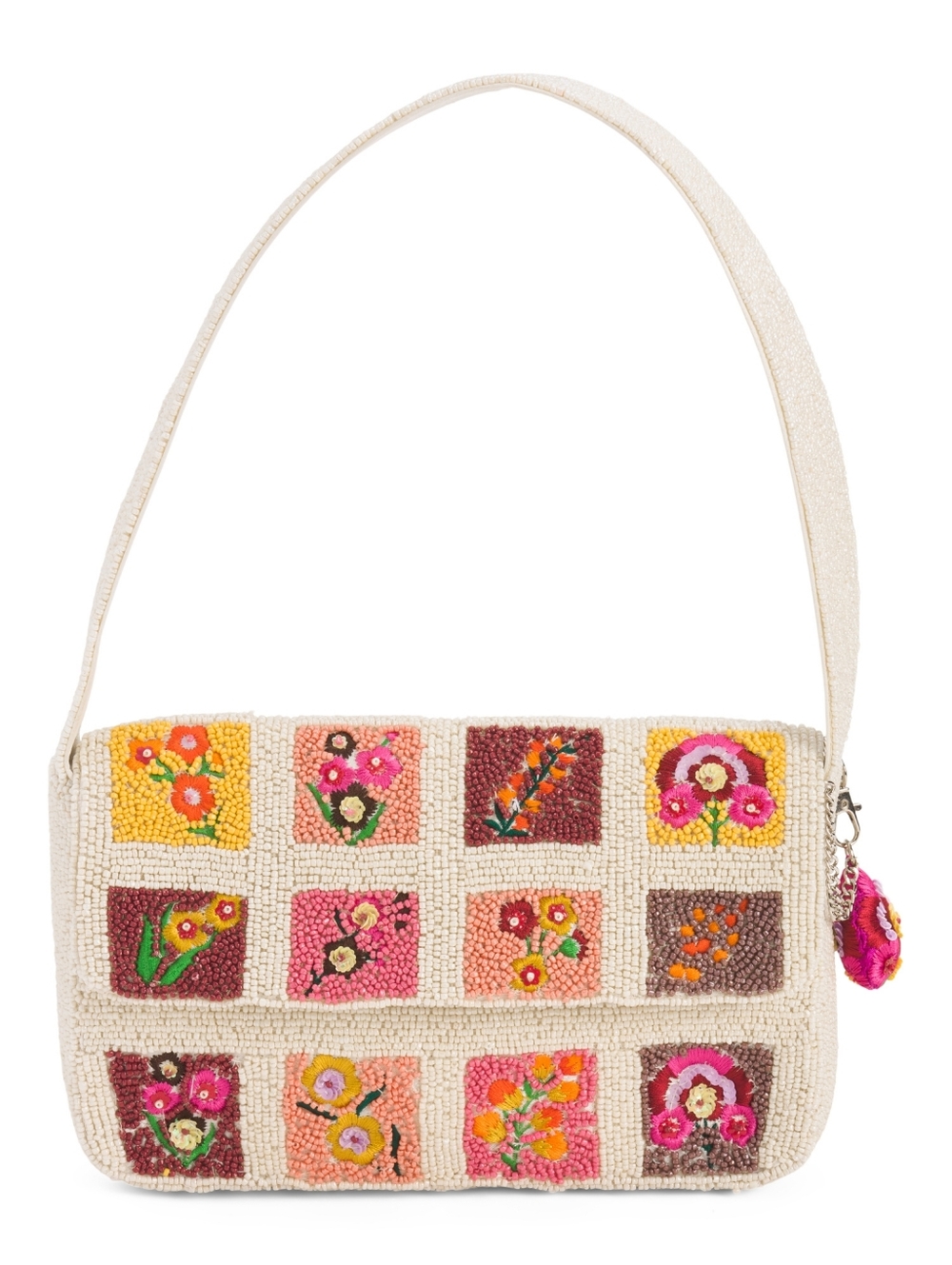 Beaded Flower Shoulder Handbag
